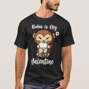 Boba Tea is My Valentine Monkey Anti Valentines Da T-Shirt