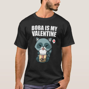 Boba Tea is My Valentine Raccoon Anti Valentines D T-Shirt
