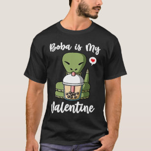 Boba Tea is My Valentine Snake Anti Valentines Day T-Shirt