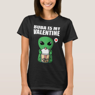Boba Tea is My Valentine UFO Alien Anti Valentines T-Shirt