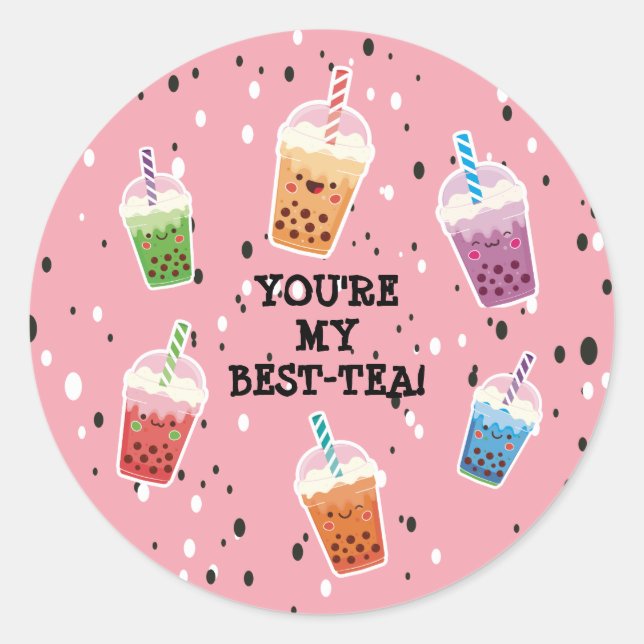 Boba Tea Party Birthday Party Classic Round Sticker (Front)