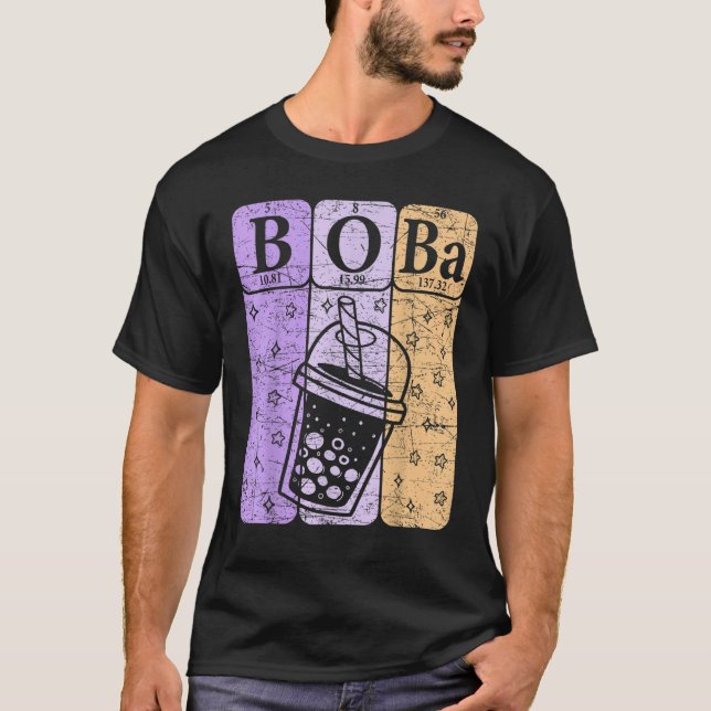 Boba Tea Periodic Table Elements Bubble Tea  Nerd T-Shirt (Front)