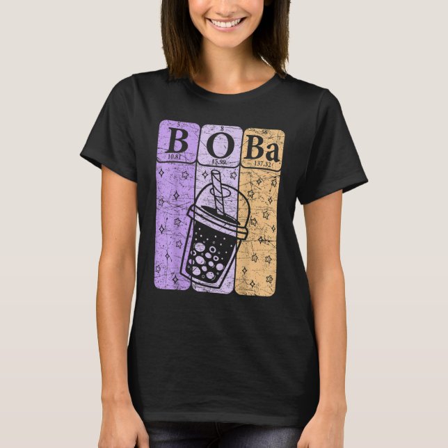 Boba Tea Periodic Table Elements Bubble Tea  Nerd T-Shirt (Front)