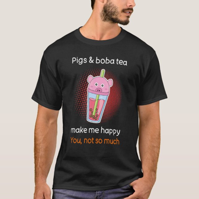 Boba Tea Sarcastic Pig Bubble Tea T-Shirt (Front)
