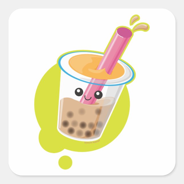 Boba Tea Square Sticker (Front)