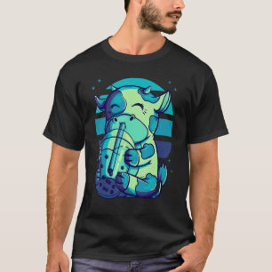 Boba Tea Sunset Night Time Bubble Cow Kids T-Shirt