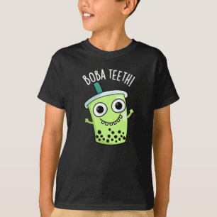 Boba Teeth Funny Boba Tea Pun Dark BG T-Shirt