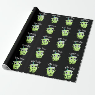 Boba Teeth Funny Boba Tea Pun Dark BG Wrapping Paper