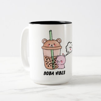 Boba Vibes,Cute Drinkware for Bubble Tea Lovers,  Two-Tone Coffee Mug