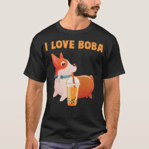 Boba Welsh Corgi Pembroke Bubble Tea Kawaii bday T-Shirt