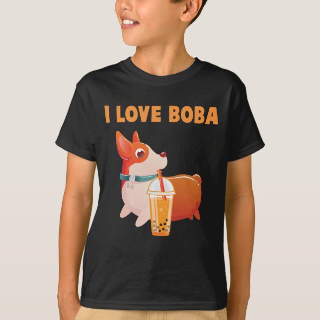 Boba Welsh Corgi Pembroke Bubble Tea Kawaii Dog T-Shirt (Front)