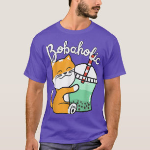 Bobaholic Cute Milk Tea Cat Boba Kitty Bubble Tea T-Shirt