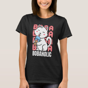 Bobaholic Funny Cat Bubble Tea Shirts Women Men Bo