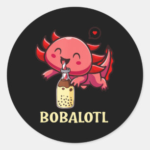 Bobalotl Axolotl Boba Tea Bubble Milk Anime Lover Classic Round Sticker