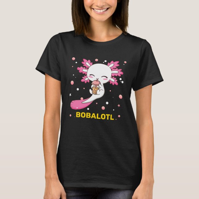 Bobalotl Axolotl Boba Tea Bubble Milk Girls kids T-Shirt (Front)