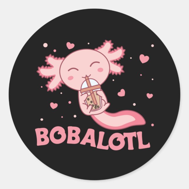 Bobalotl Axolotl Lovers Sweet Animals Bubble Tea C Classic Round Sticker (Front)