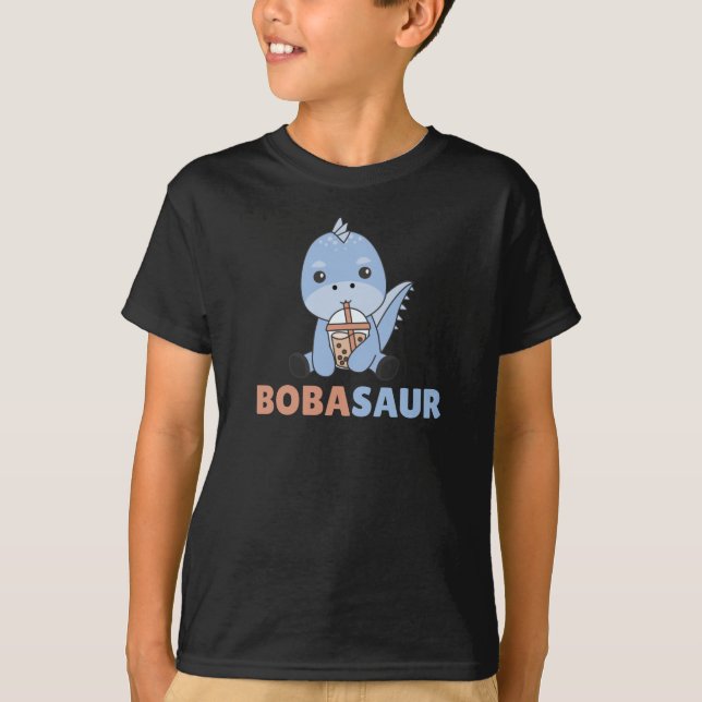 Bobasaur Boba Dinosaur Dino Bubble Tea T-Shirt (Front)