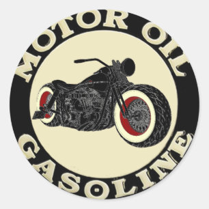 - Bobber - Motor Oil - Gasoline Classic Round Sticker