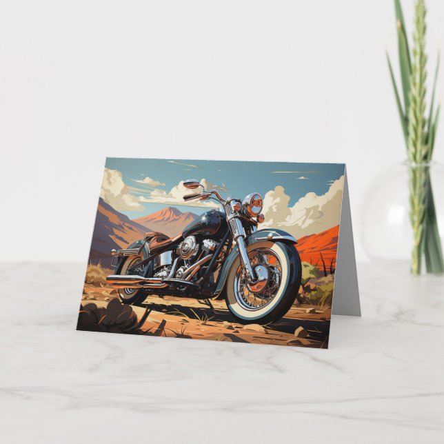 Bobber Motorcycle Card - Desert Background (Front)