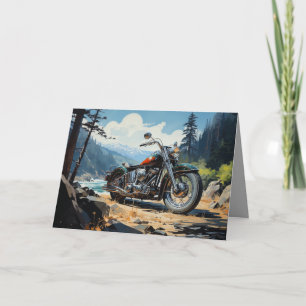 Bobber Motorcycle Card - River Background