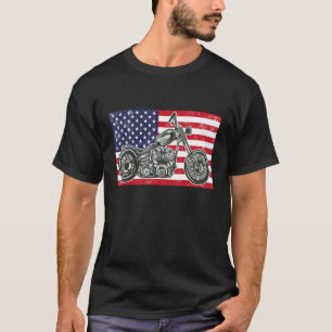 Bobber Motorcycle July 4 Veterial American Flag R T-Shirt