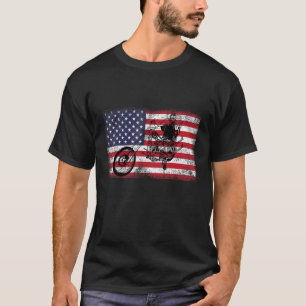 Bobber Motorcycle July 4 Veterial American Flag R T-Shirt