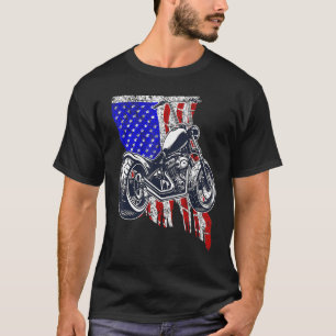 Bobber Motorcycle July 4 Veterial American Flag T-Shirt