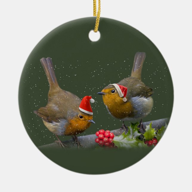 Bobbin' Robins Ornament (Front)