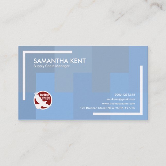 Bobbing Blue Boxes Supply Chain Manager Business Card (Front)