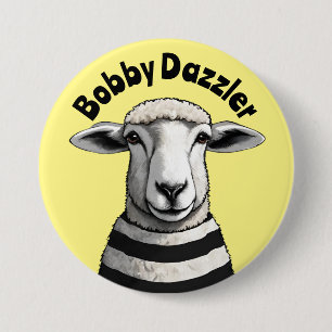 Bobby Dazzler, Geordie pin, Stripy sheep, lamb 7.5 Cm Round Badge