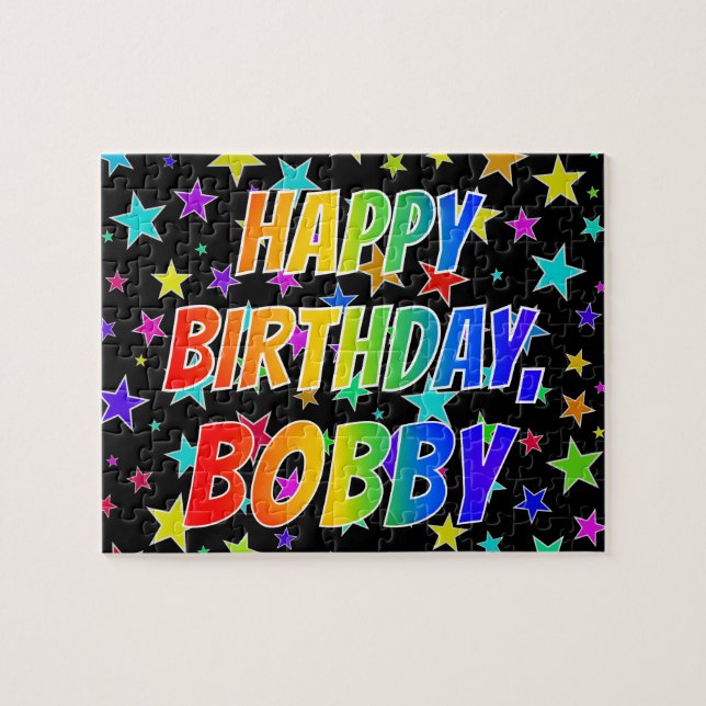 "BOBBY" First Name, Fun "HAPPY BIRTHDAY" Jigsaw Puzzle (Horizontal)
