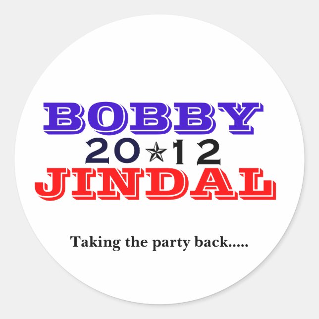 Bobby Jindal 2012 Classic Round Sticker (Front)