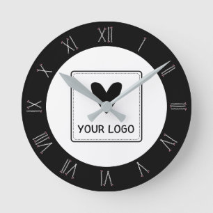 Bobby Pin Roman Numerals Hair Salon Your Logo Round Clock