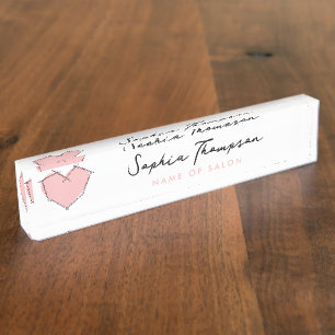 Bobby Pins Logo Hair Stylist Pink Business Nameplate