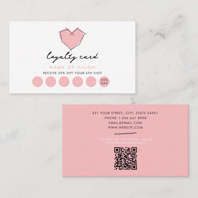 Bobby Pins Logo Hair Stylist Pink Loyalty Card (Front/Back)