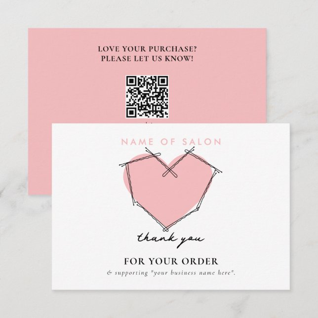 Bobby Pins Logo Hair Stylist Pink Thank You Card (Front/Back)