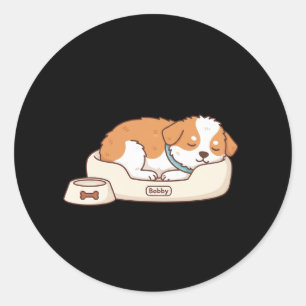 Bobby Sleeping Dog Sticker: Cozy Minimalist Puppy  Classic Round Sticker