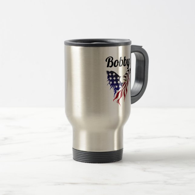 Bobby's Eagle Flag Travel Mug (Front Right)