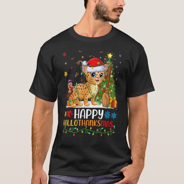 Bobcat Animal   Happy Bobcat Hellothanksmas T-Shirt (Front)