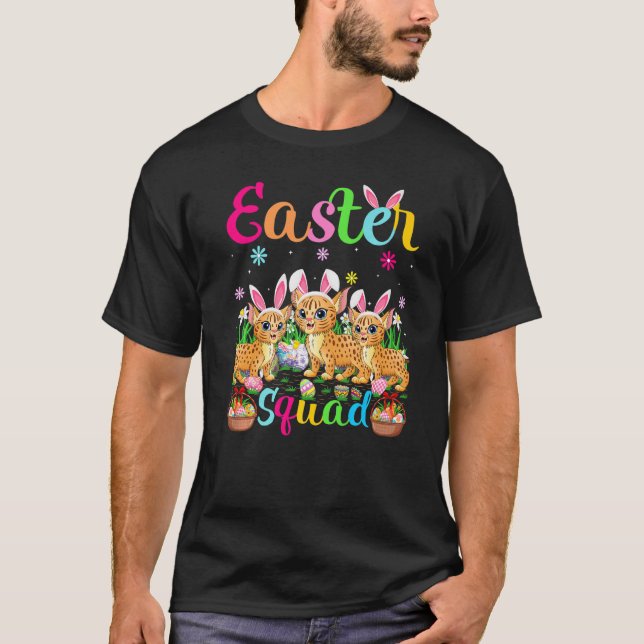 Bobcat Bunny Ear Funny Easter Squad Bobcat Happy E T-Shirt (Front)