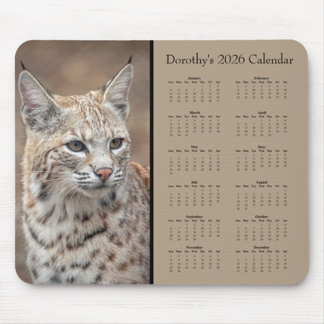 Bobcat customizable 2026 calendar mouse mat (Front)