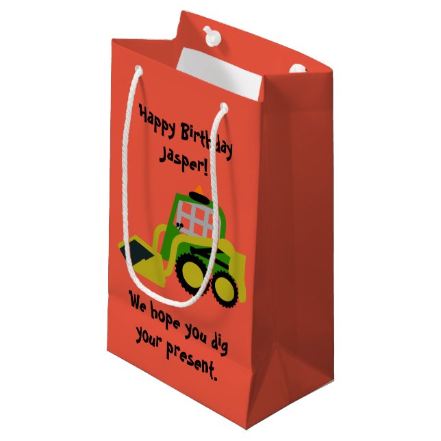 Bobcat excavator small gift bag (Front Angled)