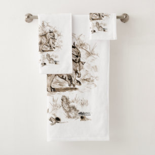 Bobcat Family Bath Towel Set