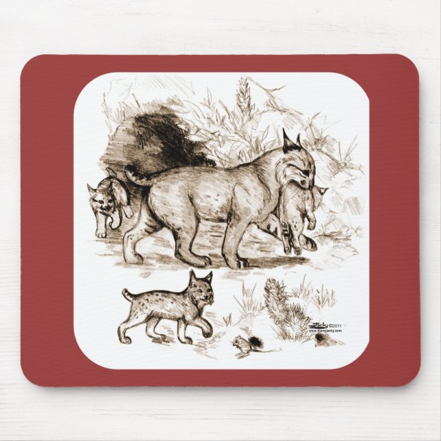 Bobcat Family Mouse Mat (Front)