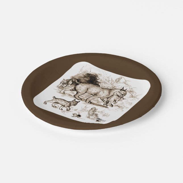 Bobcat Family Paper Plate (Angled)