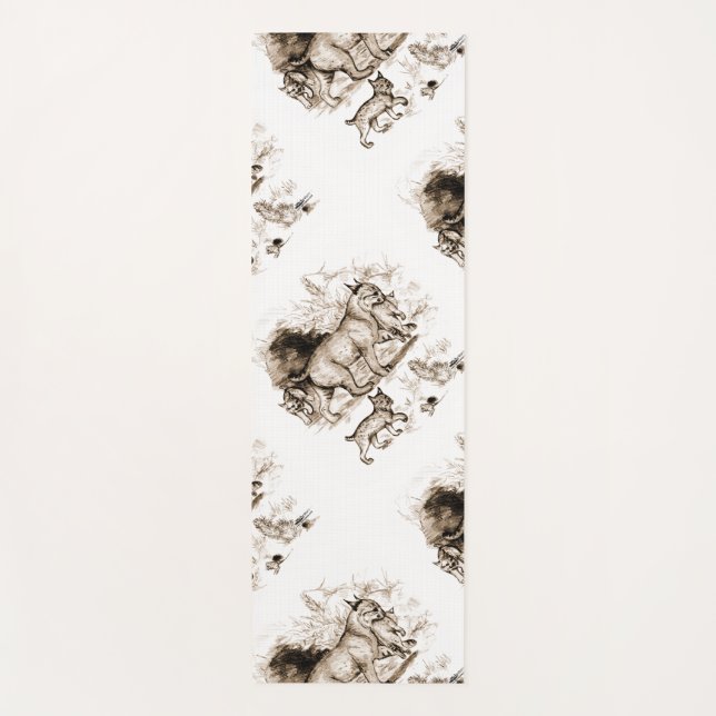 Bobcat Family Yoga Mat (Front)