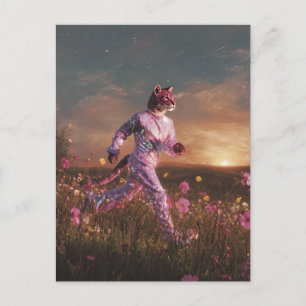 Bobcat in a Pink Suit Postcard