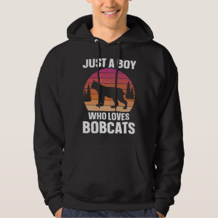 Bobcat Just A Boy Who Loves Bobcats Retro Vintage Hoodie