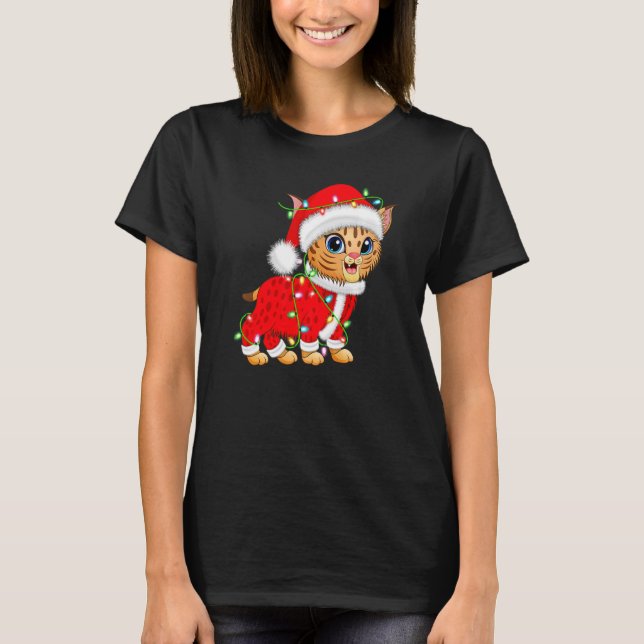 Bobcat Lover Xmas Lighting Santa Bobcat Christmas  T-Shirt (Front)