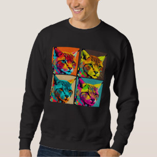 Bobcat Pop Illustration Colorful Animal Women Men Sweatshirt